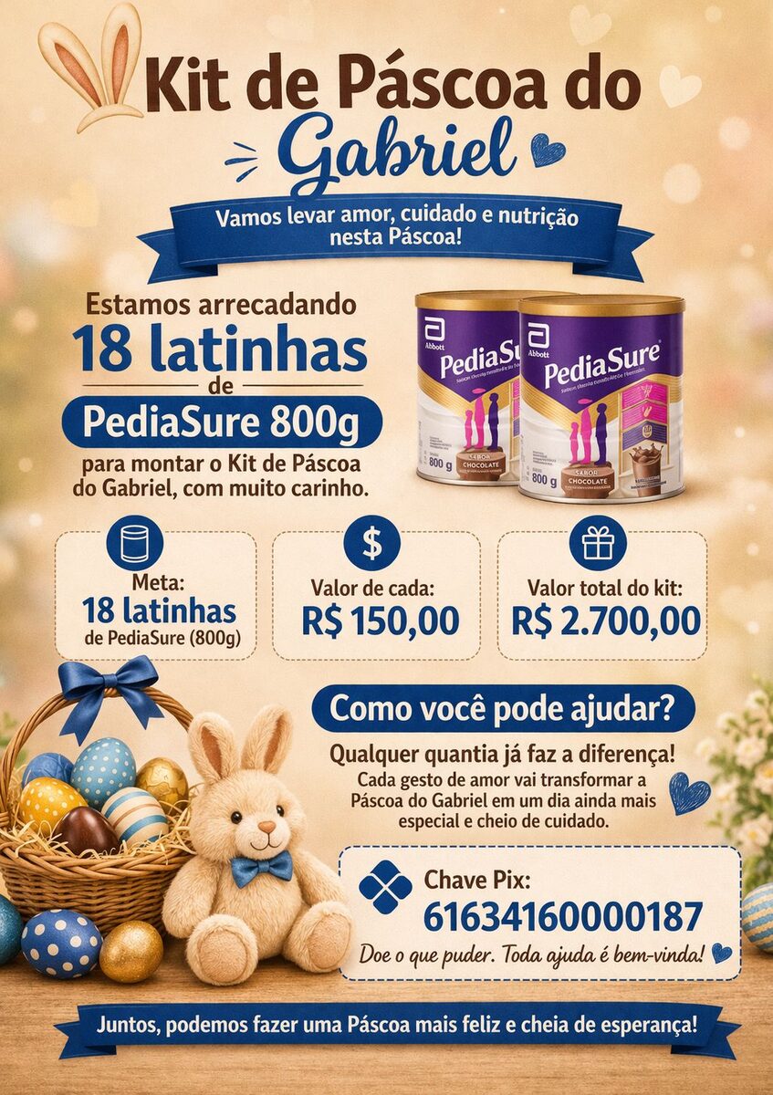 Arte de campanha especial de Páscoa do ICCA para arrecadação de suplementos